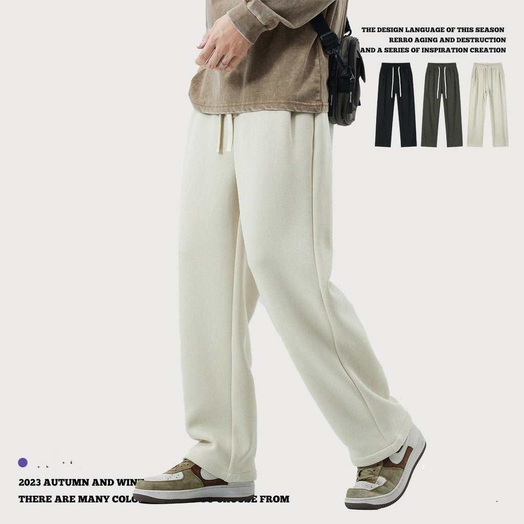 Men's Clothing Straight Drooping Fleece-lined Pants - amazitshop