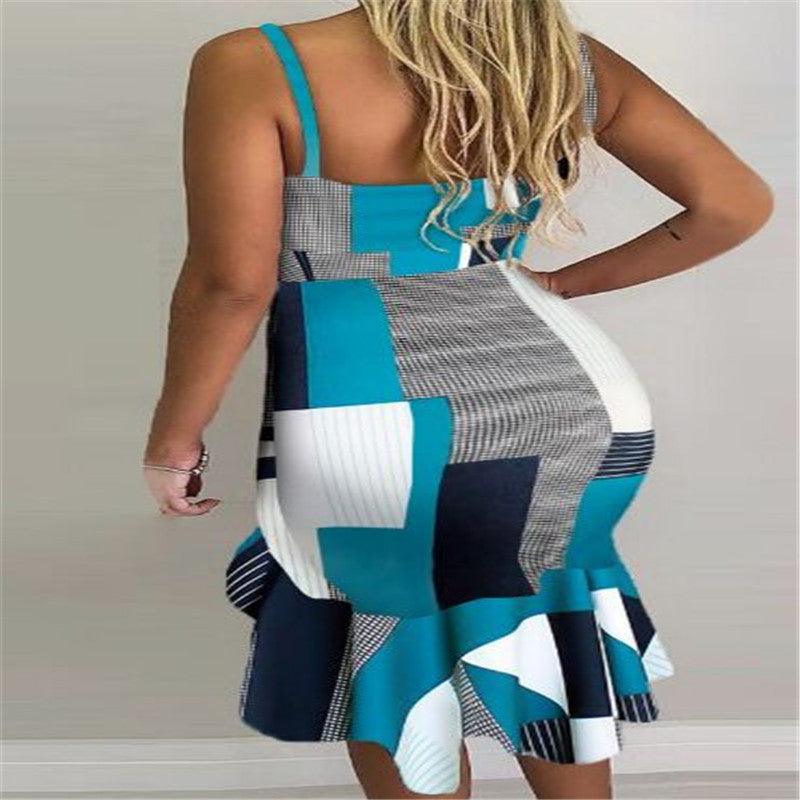 Collage halter irregular skirt dresses - amazitshop