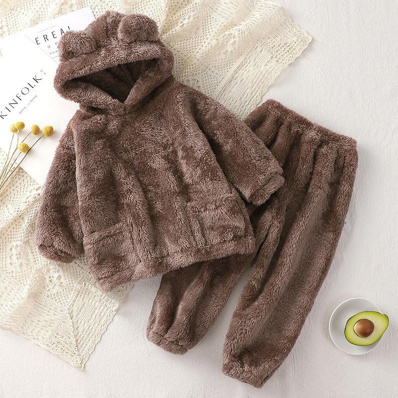 Children's Pajamas Autumn And Winter Bear Loungewear Suit Children Outer Wear Thermal Clothes - amazitshop