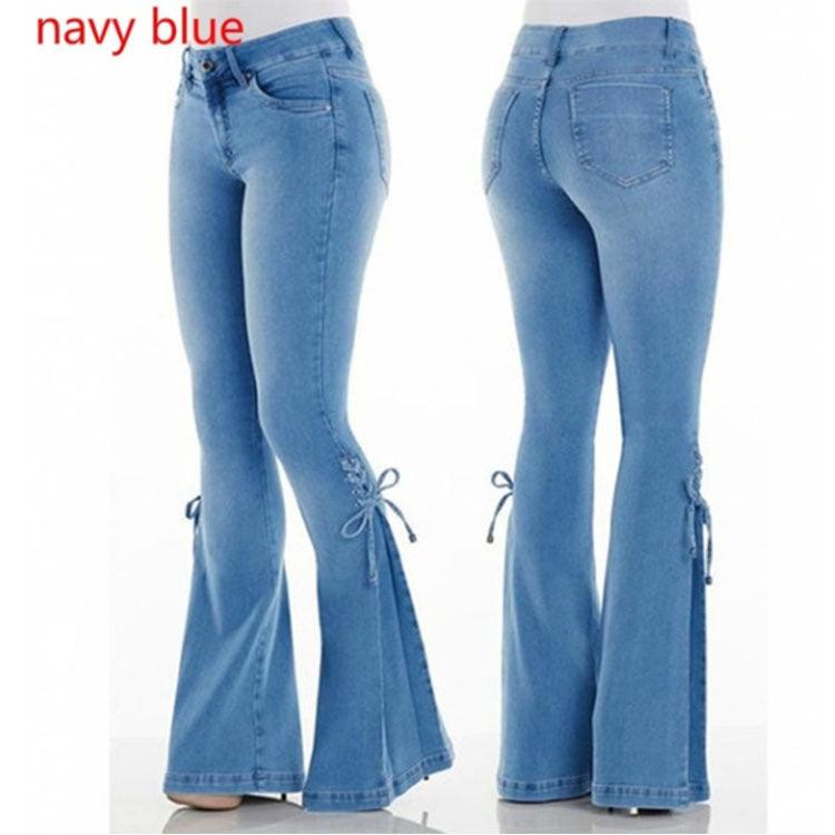 Ladies jeans mid-waisted denim trousers stretch jeans - amazitshop