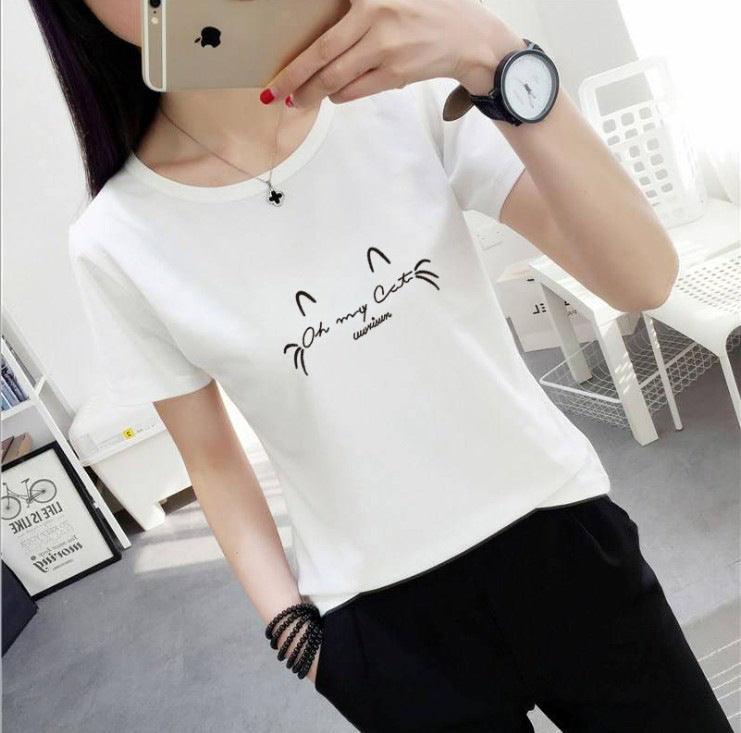 Women's t-shirt printing letters short-sleeved t-shirt women - amazitshop