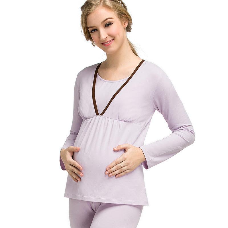 Enjoy the winter pregnant pregnant women pregnant women suit long johns lactation clothes suit feeding pajamas Home Furnishing confinement suit - amazitshop
