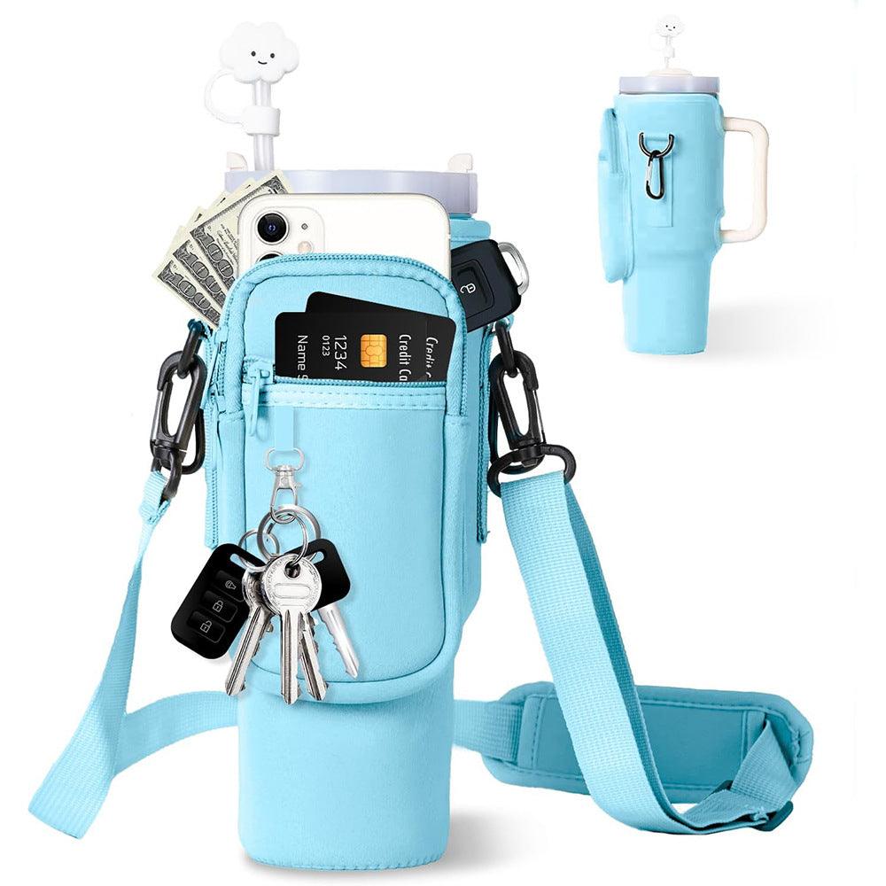Neoprene Water Bottle Pouch Adjustable Shoulder Strap 30oz Water Cup Protective Cover - amazitshop
