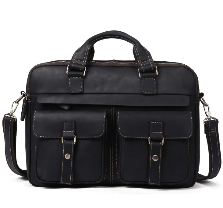 Genuine men\'s bags retro men\'s business bags briefcase cowhide oblique Bag 15.6 inch Laptop Bag - amazitshop