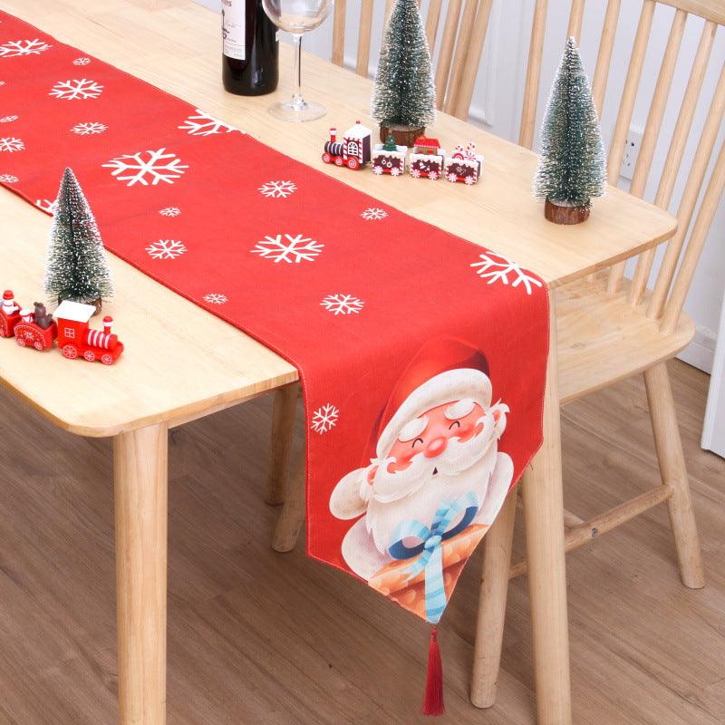 Christmas Table Flag Double Printing Snowman Table Mat - amazitshop