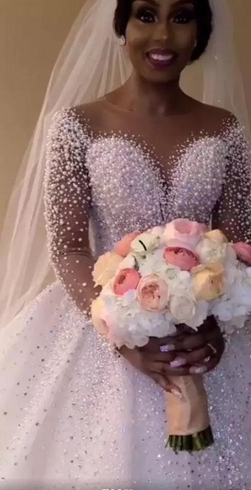 Ball Gown Wedding Dress Long Sleeves Bridal Gown - amazitshop