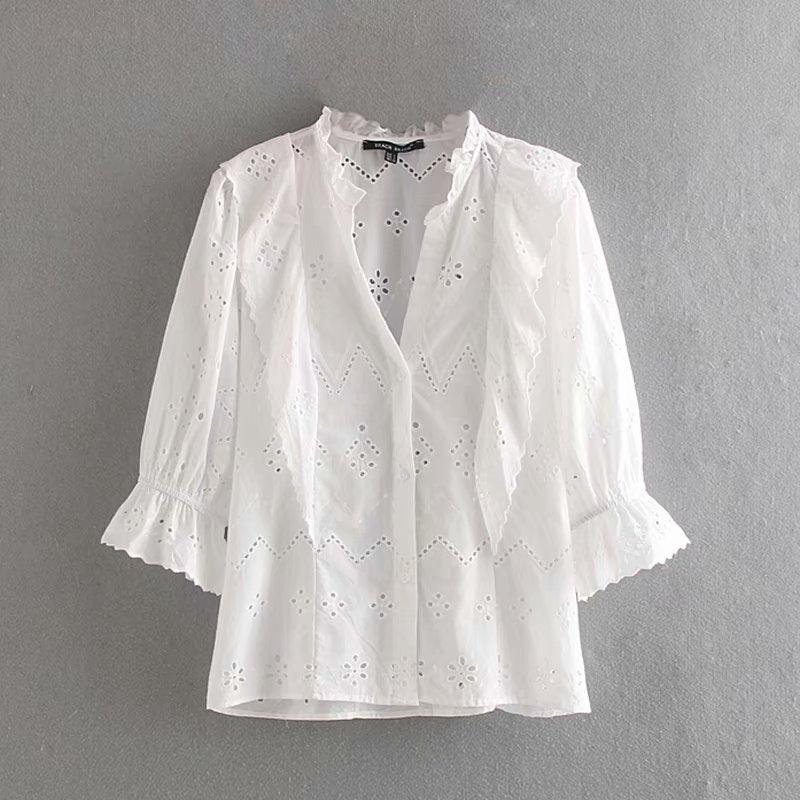 Cut-out embroidery shirt - amazitshop