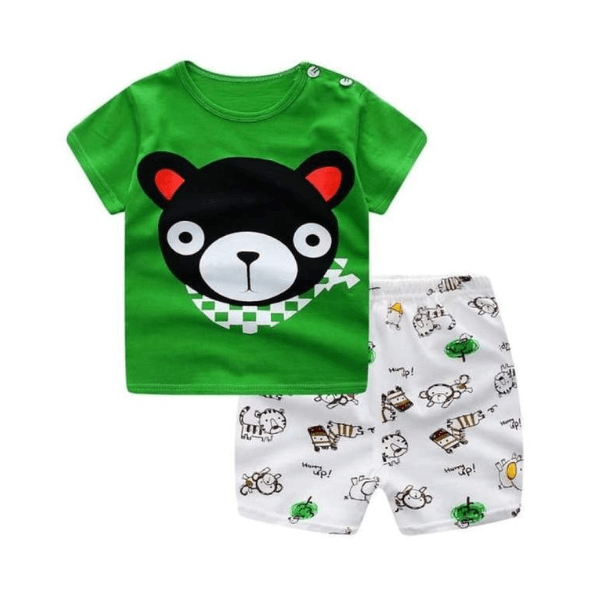 New children's summer children's clothing short-sleeved suit cotton boy girls small children cartoon summer two-piece - amazitshop