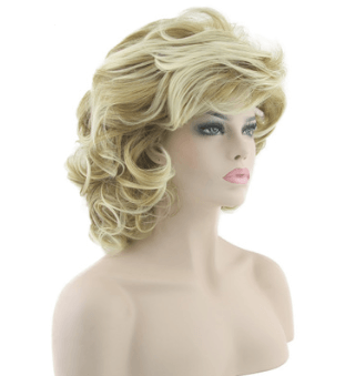 High temperature silk curly wigs European and American golden short hair wigs - amazitshop