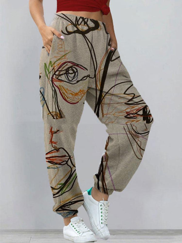 Women's New Casual Sports All-Match Printed Sweater Pants And Trousers - amazitshop