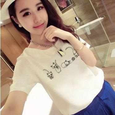 Women's t-shirt printing letters short-sleeved t-shirt women - amazitshop