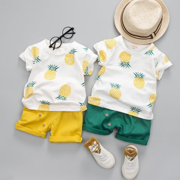 Summer Short-sleeved Suit Kids T-shirt Clothes Kids Shorts Two-piece Suit - amazitshop