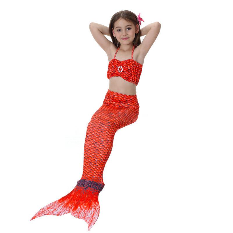 The female's children bikinis split swimming suit suit children swimming suit with Mermaid tail fins - amazitshop
