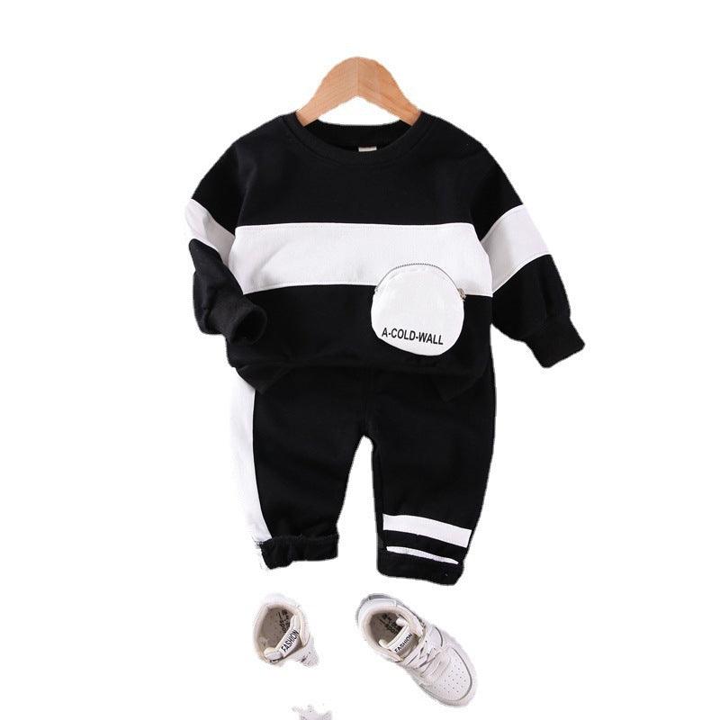 Baby Boy Childish Style Striped Letter Bag With Long Sleeves - amazitshop