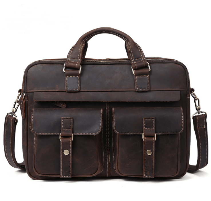 Genuine men\'s bags retro men\'s business bags briefcase cowhide oblique Bag 15.6 inch Laptop Bag - amazitshop