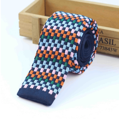 Men Knitted Knit Leisure Striped Ties Fashion Skinny Narrow Slim Neck Ties For Men Skinny Woven Designer Cravat - amazitshop