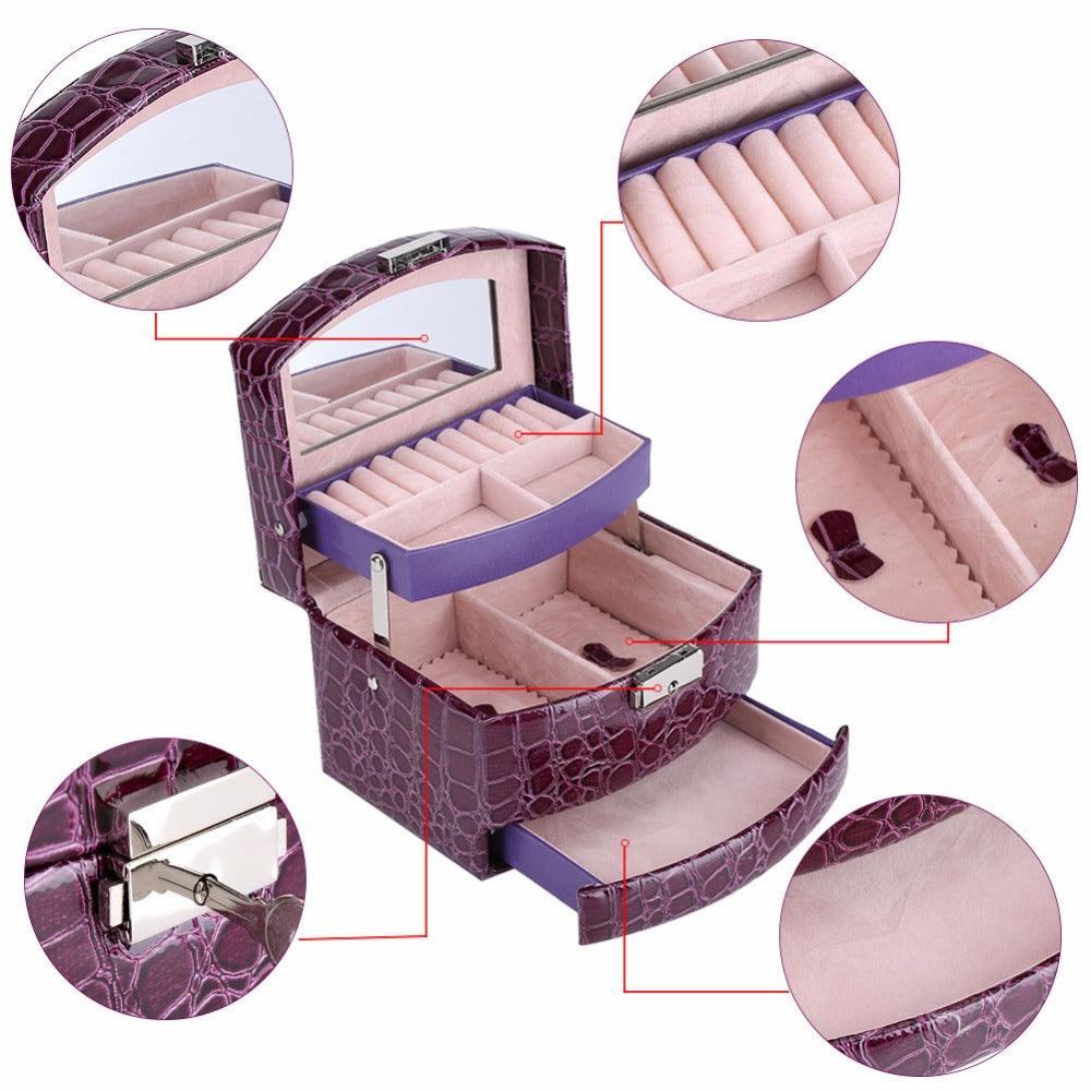 3 Layers Jewelry Boxes And Packaging Leather Makeup Organizer Storage Box Container Case Gift Box Women Cosmetic Casket - amazitshop