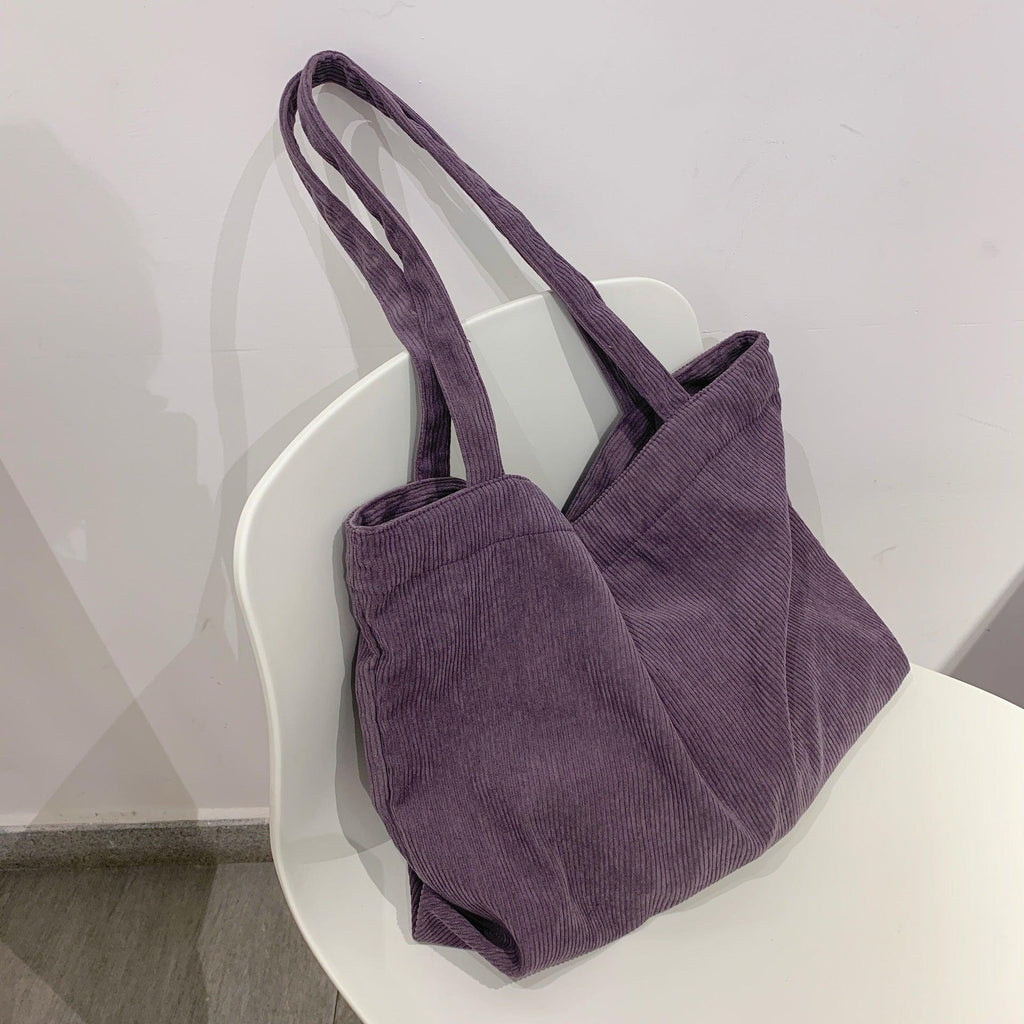 Corduroy Shopper Womens Bag Tote Bag Girls Handbag Female Shoulder Bags Casual Wallets Large Capacity Canvas Bag Schoolbag - amazitshop
