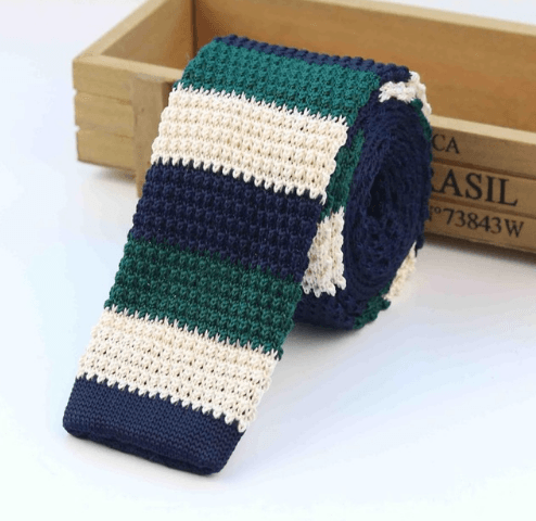 Men Knitted Knit Leisure Striped Ties Fashion Skinny Narrow Slim Neck Ties For Men Skinny Woven Designer Cravat - amazitshop