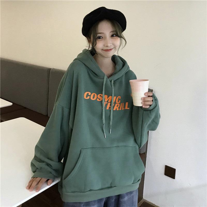 Cashmere sweater women's autumn and winter new loose Korean BF lazy versatile top ins thick Hoodie - amazitshop