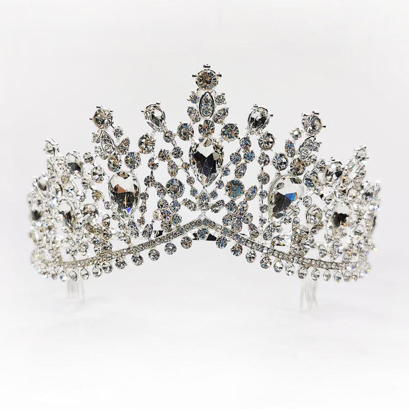Rhinestone Crown Bridal Wedding Tiara Big Crown Wedding Tiara Crown - amazitshop
