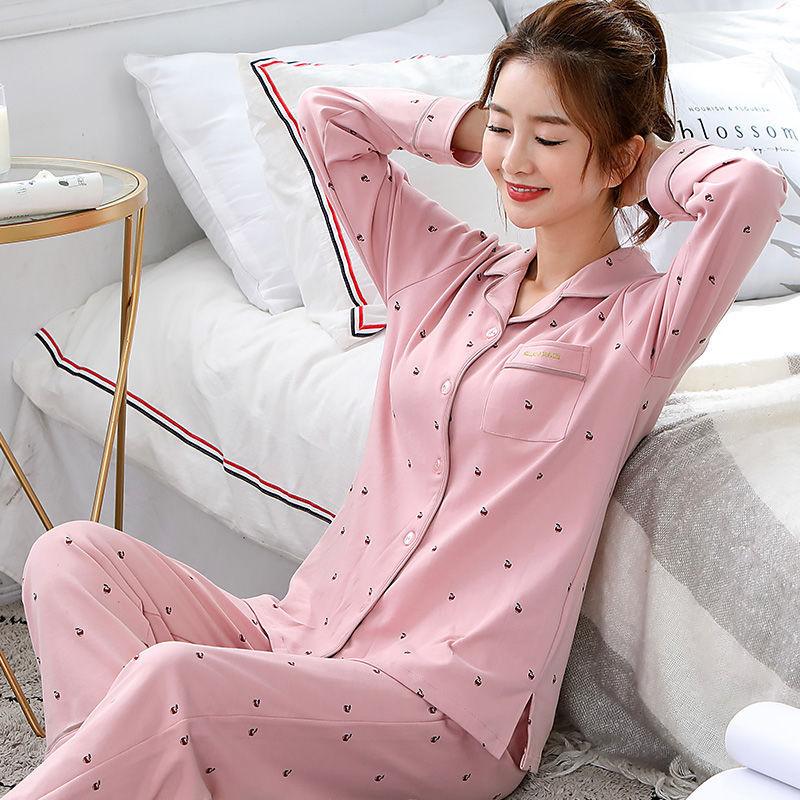 Pure Cotton Long-sleeved Korean Style Thin Loose Cotton Pajamas - amazitshop