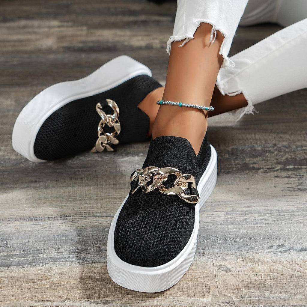 Chain Flats Shoes Women Breathable Mesh Shoes - amazitshop