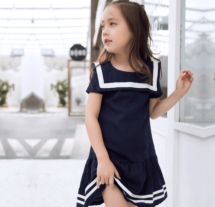 Sanlutoz Girls Clothes Summer Kids Dress For Girl Uniform Short Sleeve Girl Dress Cotton Toddler Fashion Brand New - amazitshop