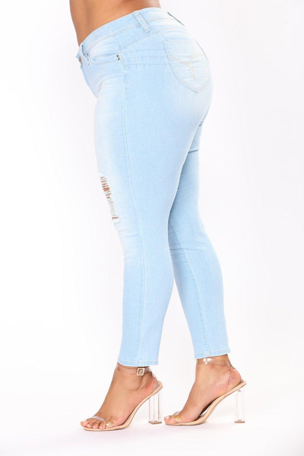 Elastic embroidered denim ladies feet pants jeans - amazitshop
