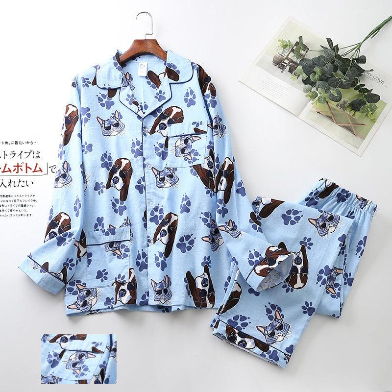 Men's Printed Long-sleeved Trousers Pajama Set - amazitshop
