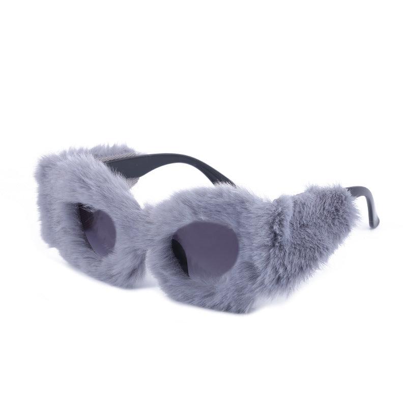 Winter Plush Sunglasses Women's Fashion Cat Eye Sunglasses - amazitshop