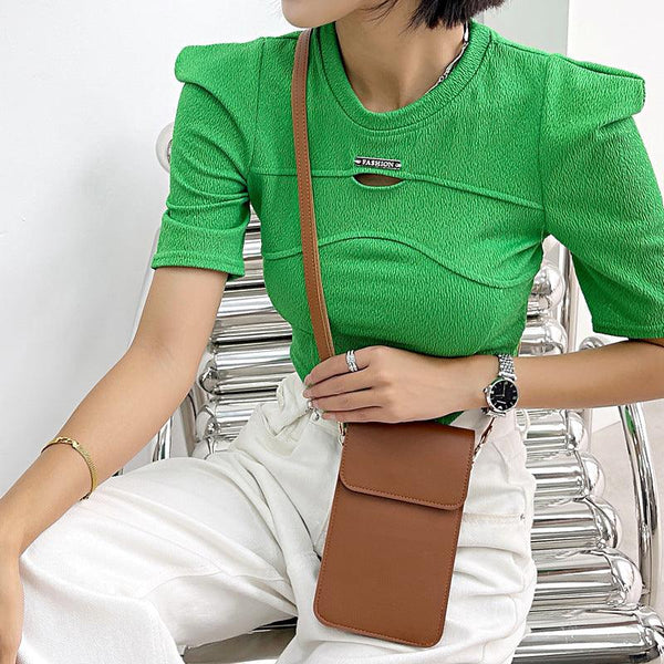 Mini Shoulder Crossbody Bags For Women Casual Solid Color Mobile Phone Bag Long Wallet - amazitshop
