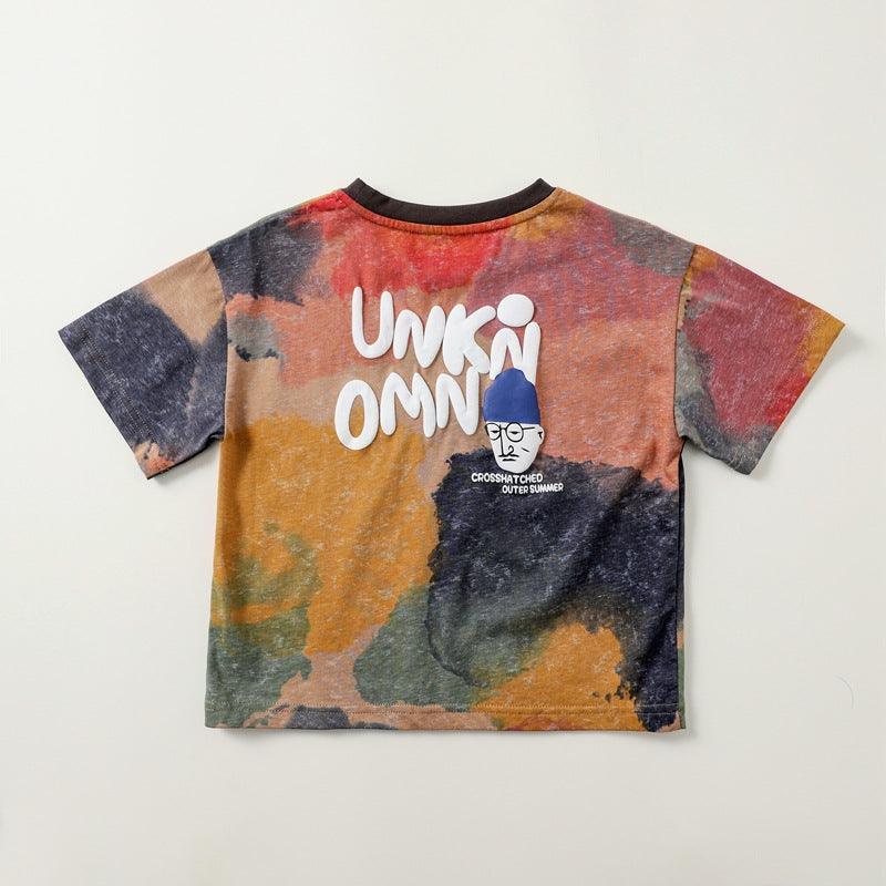Boys' Tie-dyed Bubble Printed Short-sleeved T-shirt - amazitshop