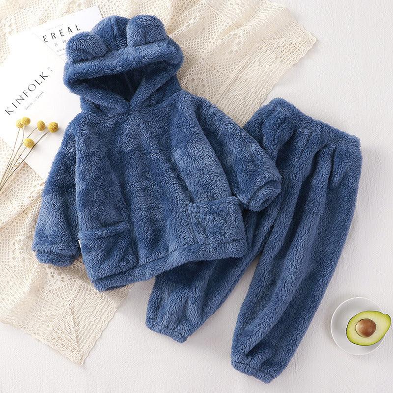 Children's Pajamas Autumn And Winter Bear Loungewear Suit Children Outer Wear Thermal Clothes - amazitshop