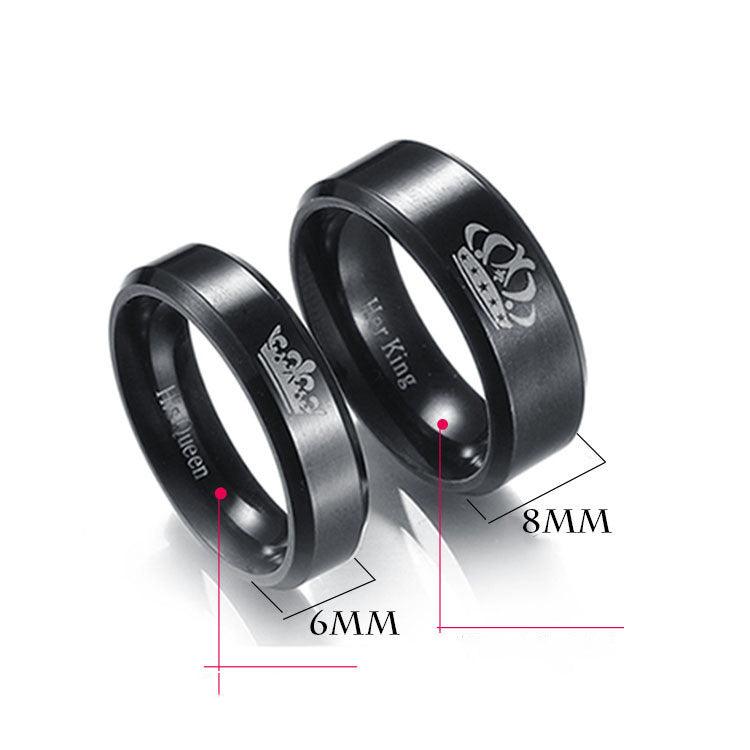 Her King His Queen Crown Stainless Steel Couple Ring - amazitshop