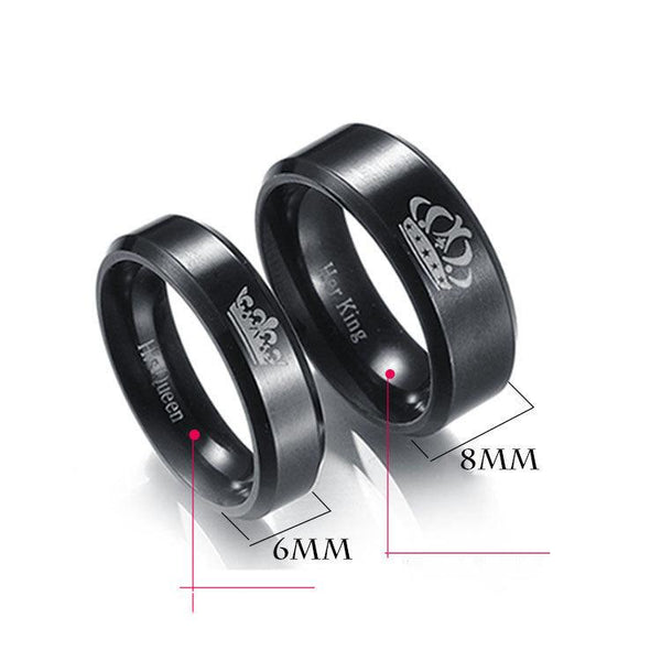 Her King His Queen Crown Stainless Steel Couple Ring - amazitshop