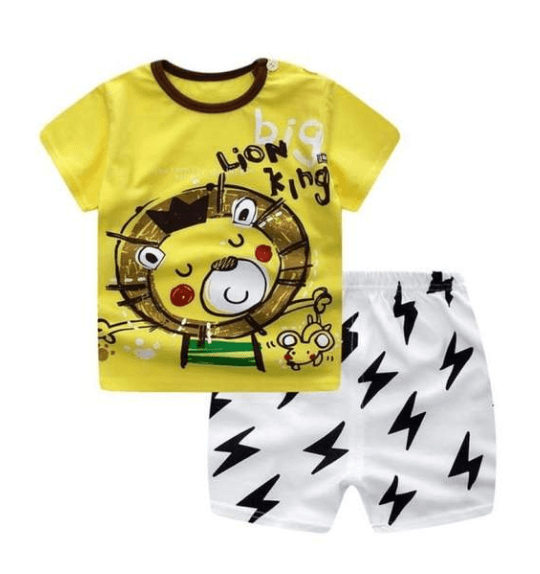 New children's summer children's clothing short-sleeved suit cotton boy girls small children cartoon summer two-piece - amazitshop