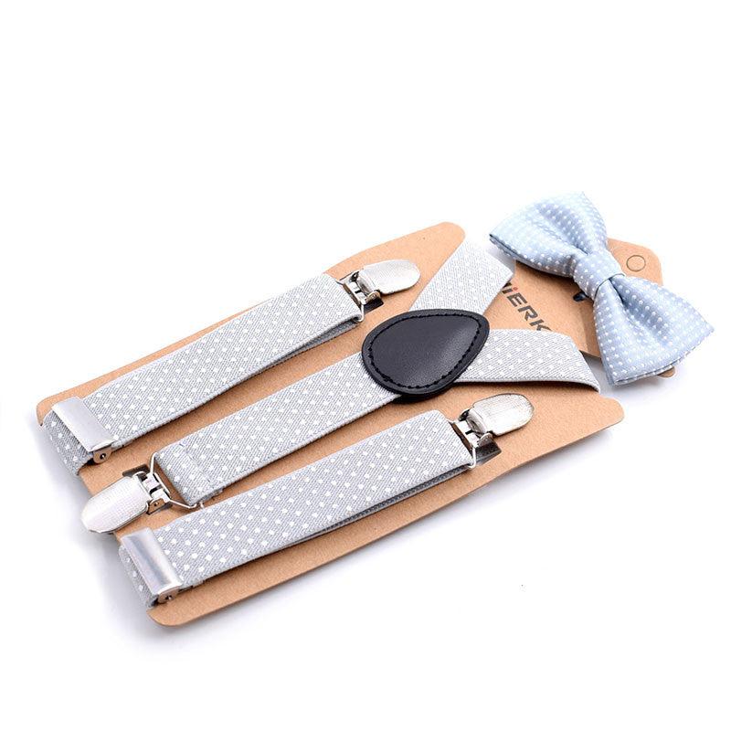 Elastic Boys Suspender Bowties Set bretelle bambino Wedding Bowties Suspenders Baby Kids Polka Dots Bow Ties braces kids - amazitshop