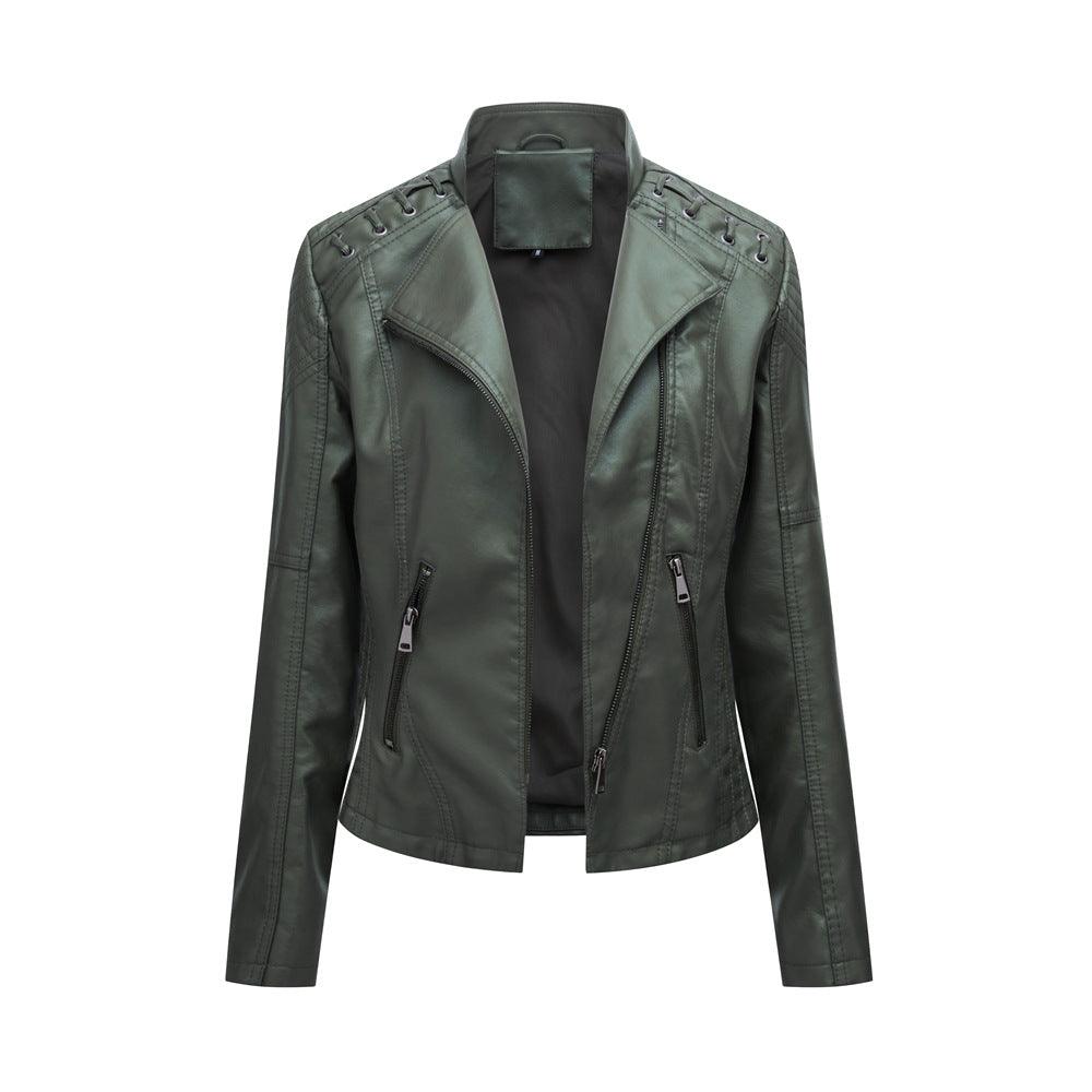 Women's Leather Jackets Women's Short Jackets Slim Thin Leather Jackets Ladies Motorcycle Suits - amazitshop