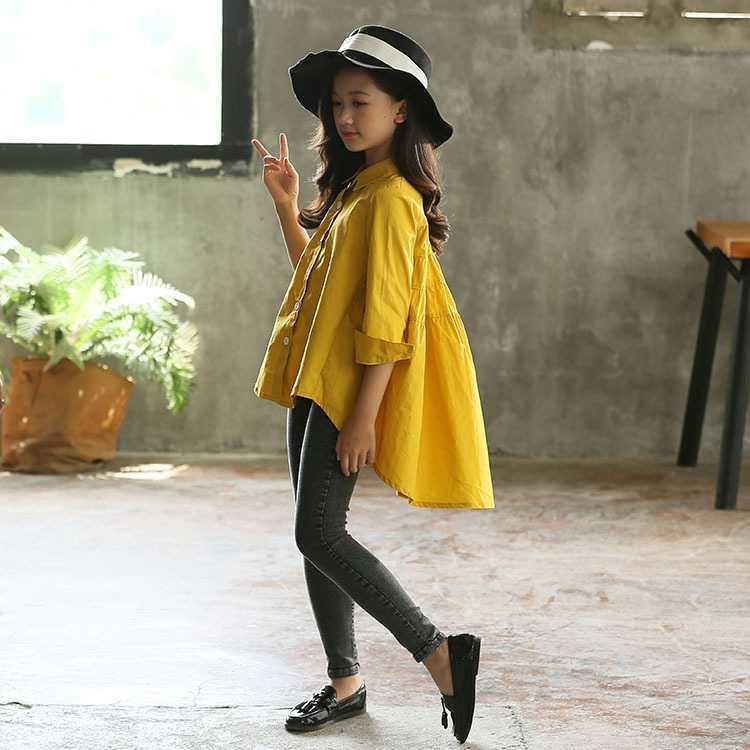 Girls' Big Kids Loose Fashionable Tops Korean Style Shirts Big Kids' Swallowtails - amazitshop