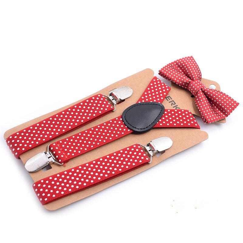 Elastic Boys Suspender Bowties Set bretelle bambino Wedding Bowties Suspenders Baby Kids Polka Dots Bow Ties braces kids - amazitshop