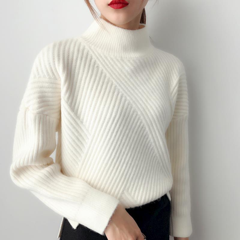 Women's Sweater Loose Lazy Half High Collar - amazitshop