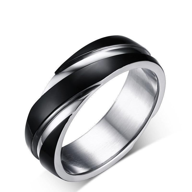 Black Titanium Steel Twill Men's Ring - amazitshop