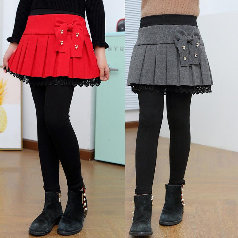 Leggings Thickened Fake Two-piece Girl Short Skirt Pants - amazitshop