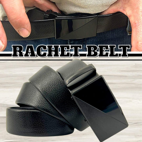 Microfiber PU Leather Ratchet Belt Belts For Men Adjustable Slide Buckle Black - amazitshop