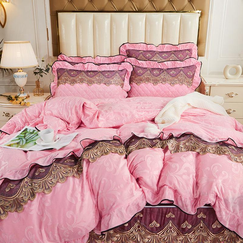 Detachable Bedding Four-piece Duvet Cover Bed Skirt - amazitshop