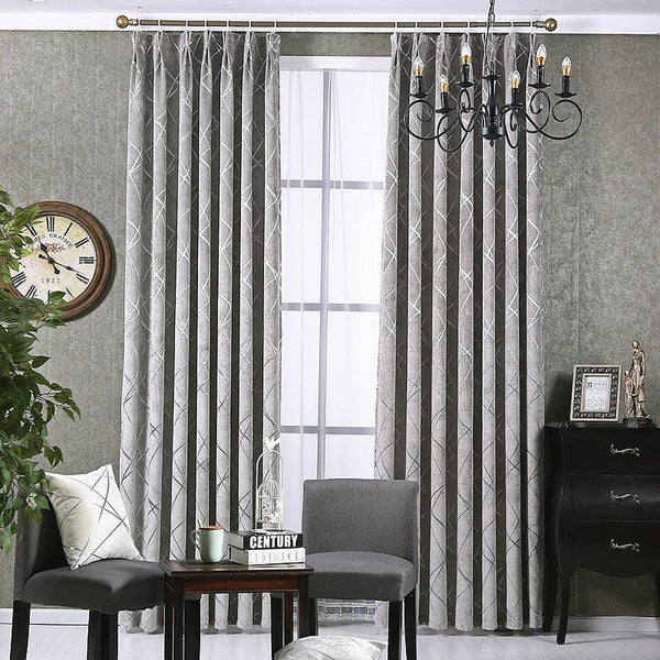 New Solid Color Simple Modern Light Luxury Living Room Chenille Blackout Curtains - amazitshop
