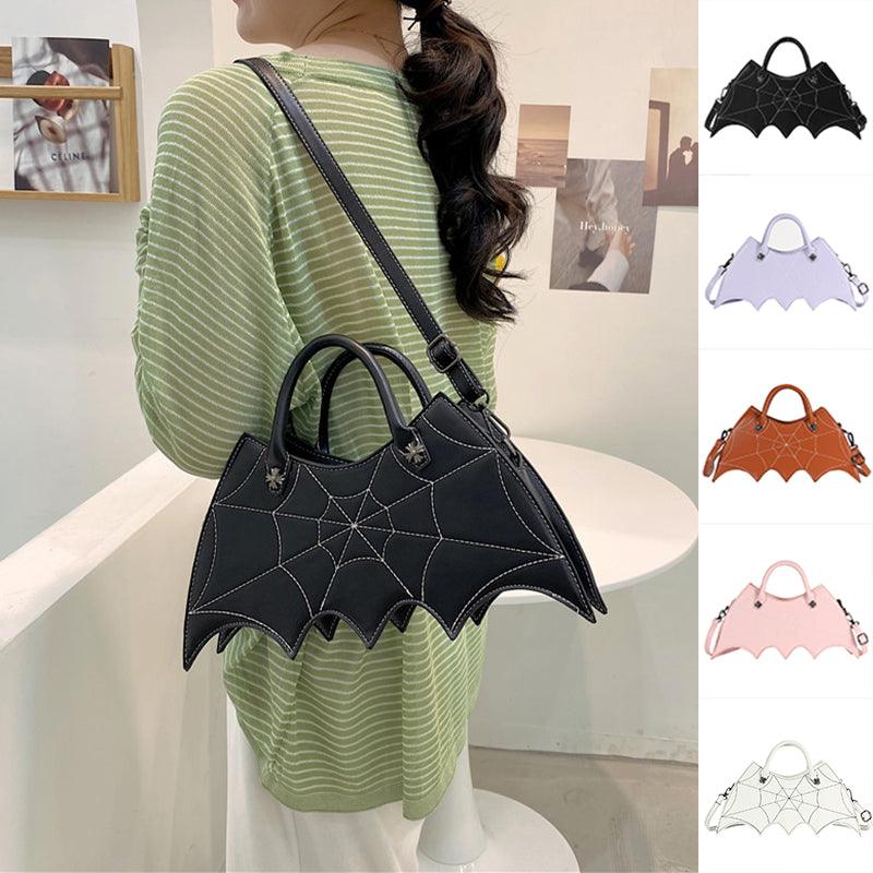 Halloween Spider Web Shape Shoulder Bags Personality Batgirl Tide Pu Handbags Fashoin Messenger Crossbody Bag - amazitshop