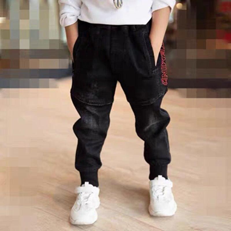 Kids Black Jeans Single Pants Spring And Autumn Boys Pants - amazitshop