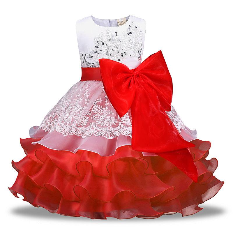 Girls' Sequined Dress Bow Kids Skirt - amazitshop